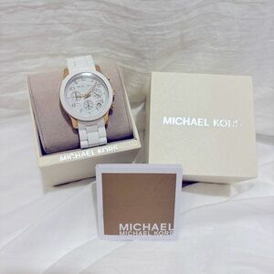 Michael Kors MK5145 Chronograph White Silicone & Gold Steel Women's Watch